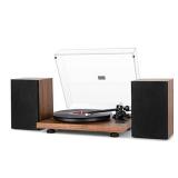 1 BY ONE Wireless Turntable HiFi System with 36 Watt Bookshelf Speakers, Patend Designed Vinyl Record Player with Magnetic Cartridge, Wireless Playback and Auto Off