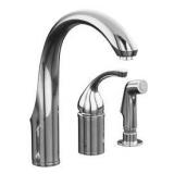 KOHLER Forte Polished Chrome 1-Handle High-Arc Kitchen Faucet with Side Spray