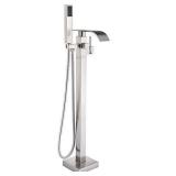 Senlesen Stainless Steel Bathroom Tub Filler Faucet Floor Mounted Waterfall Freestanding Bathtub Faucet with Handheld Shower Mixer Taps