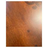 Wood dining table 78 X 48 with 8 leather and wood chairs and 24 inch leaf and table protector pads (matches lot 1001)