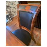 Wood dining table 78 X 48 with 8 leather and wood chairs and 24 inch leaf and table protector pads (matches lot 1001)