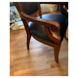 Wood dining table 78 X 48 with 8 leather and wood chairs and 24 inch leaf and table protector pads (matches lot 1001)