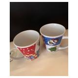 Christmas glasses and cups, salt and peppers shakers, glass angels and Mikasa candy dish