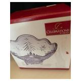 Christmas glasses and cups, salt and peppers shakers, glass angels and Mikasa candy dish