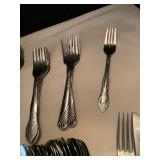Sheffield pitcher and misc flatware