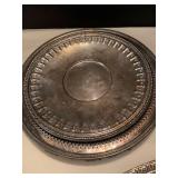 Silver plate serving dishes, coasters and silver lightning electrolytic plate