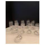 Crystal water goblets with silver tone rim (one cracked)