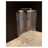 Crystal water goblets with silver tone rim (one cracked)