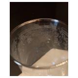 Crystal water goblets with silver tone rim (one cracked)