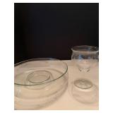 Glass bowl and glass with chips