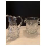 Glass pitcher and ice bucket