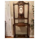 Hall tree 78 x 30 x 12 has cracks above and below mirror