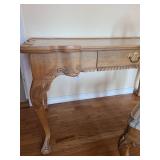 Handcarved Wellesley Guild French provincial style desk, 30x53x25, chair