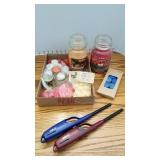 2 Yankee candles, Engel wax beads, votives, tealights and lighters