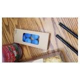 2 Yankee candles, Engel wax beads, votives, tealights and lighters