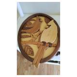 Carved wood birds in frame 20 x 14