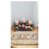 Candle and fruit centerpiece with table runner 42"