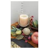 Candle and fruit centerpiece with table runner 42"