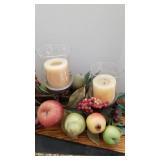 Candle and fruit centerpiece with table runner 42"