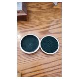 Hand crafted jar w/lid, Nature Etching box, jewelry box and Seth Thomas clock and barometer