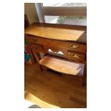 Vintage oak side table with drawers 31 x 32 x 11
