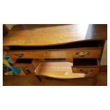 Vintage oak side table with drawers 31 x 32 x 11