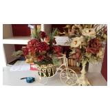 Metal tricycle floral decor and metal stand with floral decor 22" tall