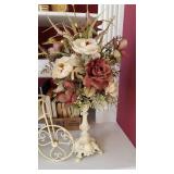Metal tricycle floral decor and metal stand with floral decor 22" tall