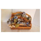 Wooden basket with faux flowers