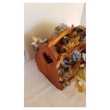 Wooden basket with faux flowers