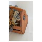 Wooden basket with faux flowers