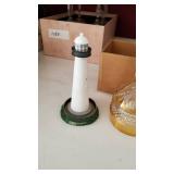 Fontinanni nativity piece, crystal bell and Lefton lighthouse