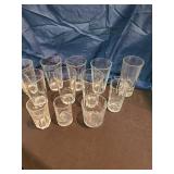 12 assorted drinking glasses