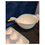 Ceramic duck bowl, muffin pan, mugs