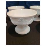 7 vintage white milk glass sherbet bowls