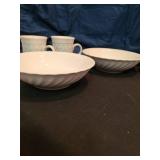 Assorted plates, bowls, cups, coffee filters