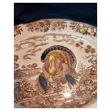 Six MCM teak molded plates (have scratch marks), 18" wide turkey platter