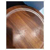 Six MCM teak molded plates (have scratch marks), 18" wide turkey platter