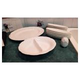 Coalport Country Ware china platter, divided dish, corn holder plates and pepper shaker