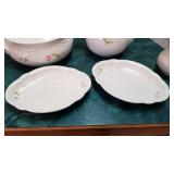 Pfaltzgraff soup tureen, tea pot, creamer and 2 small platters