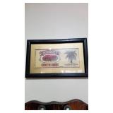 Wood rack with pewter utensils (fork broken) 15 x 13 and Bouquet Crevettes Rose print