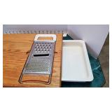 Wood cutting board with cheese slicer and wood/glass cheese holder