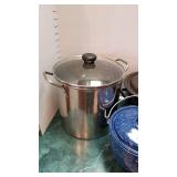 Stock pot and 2 Enamelware pots