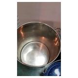 Stock pot and 2 Enamelware pots