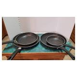 3 Tramontina skillets and T-Fal skillet