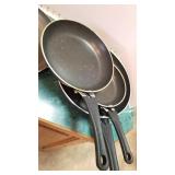 3 Tramontina skillets and T-Fal skillet