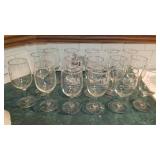 17 Rancho Sisquoc wine glasses and 3 wine glasses