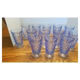 Blue Whitehall Cubist pattern glasses set of 13