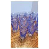 Blue Whitehall Cubist pattern glasses set of 13