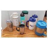 2 Bubba insulated mugs, insulated coffee pot and other drinking cups